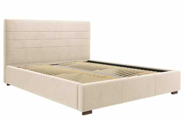 Béžová sametová postel MICADONI ARANDA 160 x