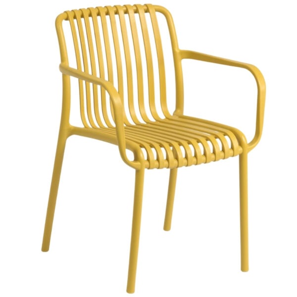 Hořčicově žlutá plastová zahradní židle
