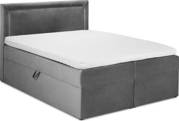 Šedá boxspring postel s úložným prostorem 160x200