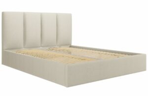 Béžová látková dvoulůžková postel MICADONI Pyla 160 x