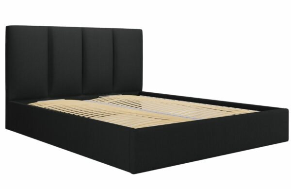 Černá látková dvoulůžková postel MICADONI Pyla 160 x 200