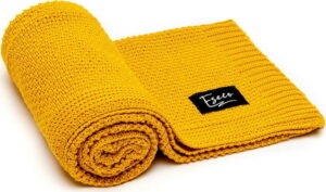 Hořčicově žlutá dětská pletená deka