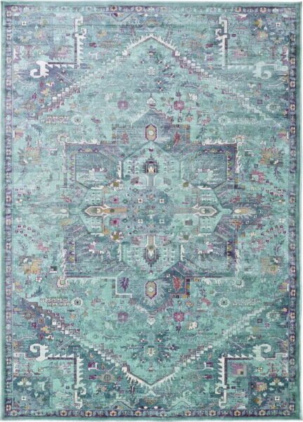 Tyrkysový koberec z viskózy 170x120 cm