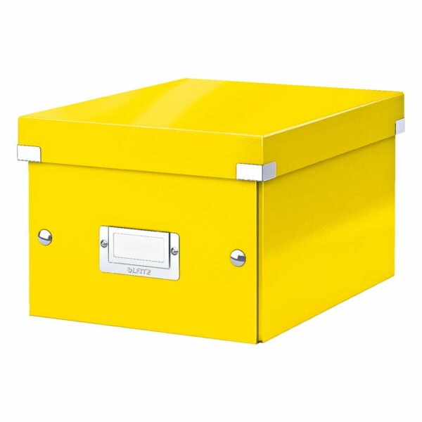 Žlutý kartonový úložný box s víkem