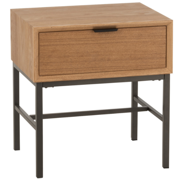 Hnědý dřevěný odkládací stolek J-line Differa