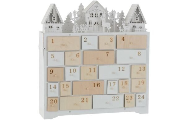 Bílý dřevěný vánoční adventní kalendář