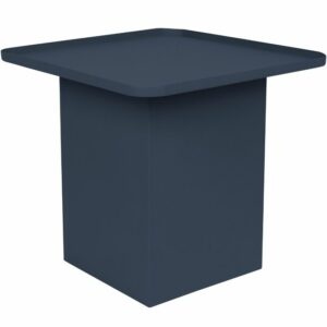White Label Tmavě modrý matný kovový odkládací stolek