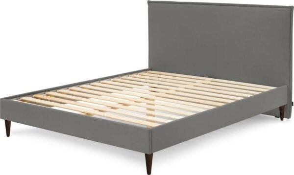 Antracitová čalouněná dvoulůžková postel s roštem 160x200