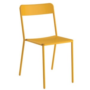 Hořčicově žlutá kovová zahradní židle