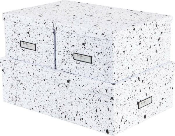 Sada 3 černo-bílých úložných krabic Bigso