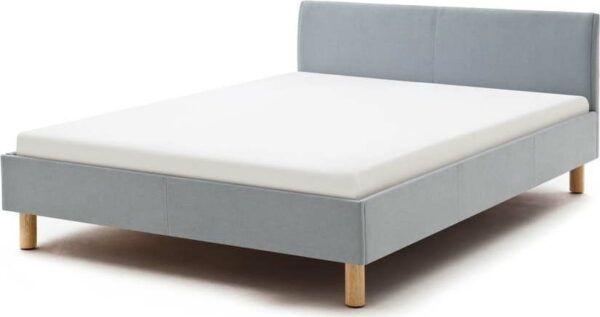 Modro-šedá čalouněná jednolůžková postel 120x200 cm