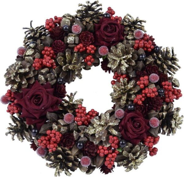 Vánoční přírodní věnec s růžemi Ego Dekor