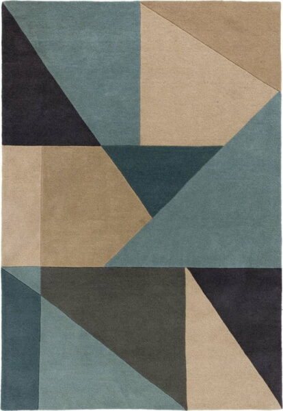 Modro-béžový vlněný koberec 150x80 cm Arlo