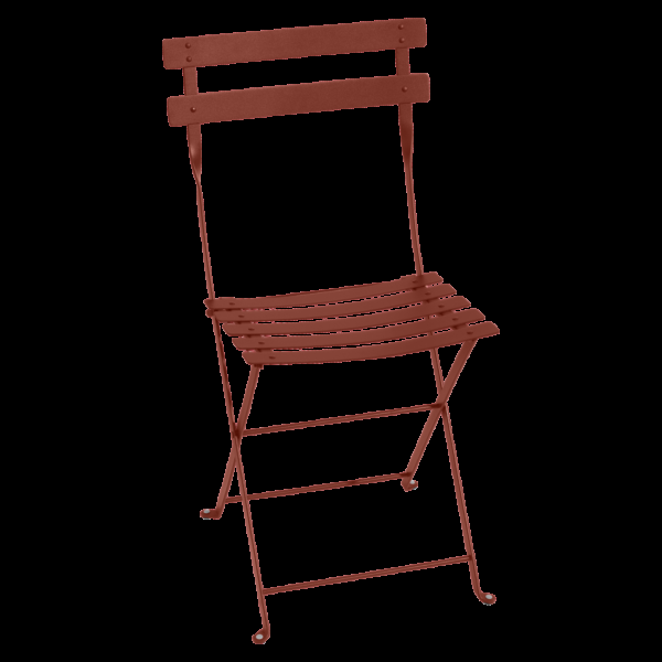 Okrově červená kovová skládací židle