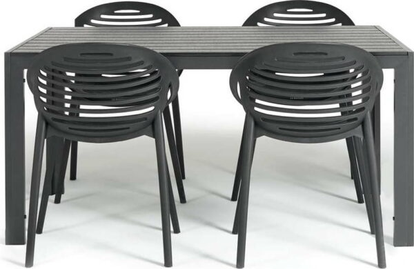 Zahradní jídelní set pro 4 osoby s černou židlí Joanna