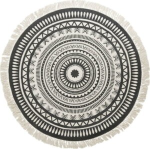 Béžovo-černý ručně tkaný bavlněný koberec Westwing Collection