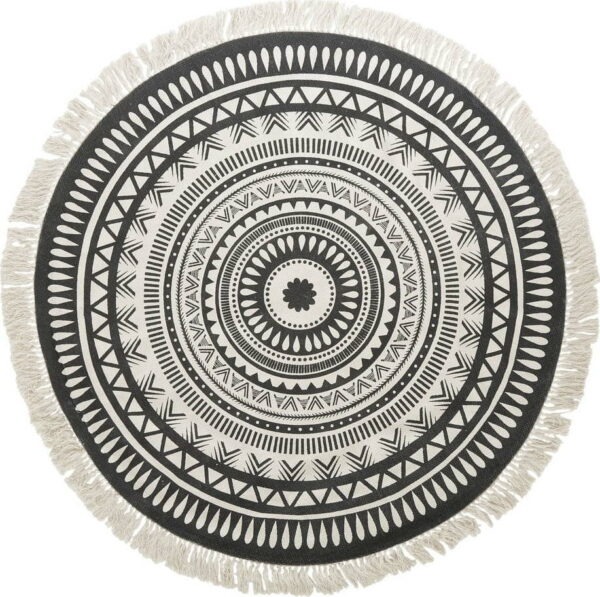 Béžovo-černý ručně tkaný bavlněný koberec Westwing