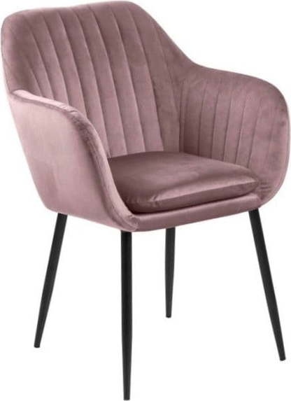 Růžová jídelní židle s kovovým podnožím