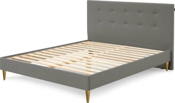 Antracitová čalouněná dvoulůžková postel s roštem 160x200