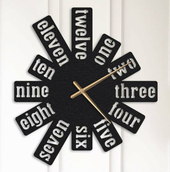 Černé kovové nástěnné hodiny Kate Louise