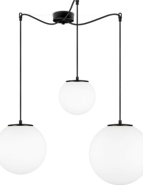 Bílé tříramenné závěsné svítidlo s objímkou v černé barvě Sotto
