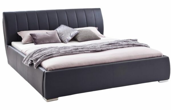 Černá koženková dvoulůžková postel Meise Möbel Bern 180