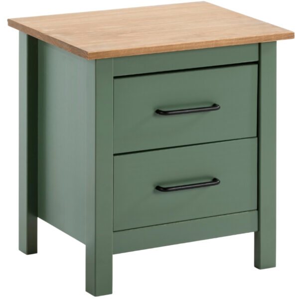 Olivově zelený borovicový noční stolek Marckeric Miranda