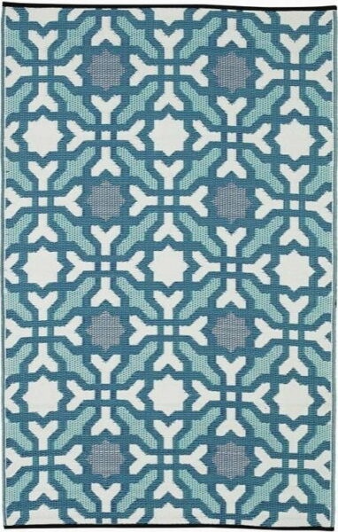 Modro-šedý oboustranný venkovní koberec z recyklovaného plastu Fab
