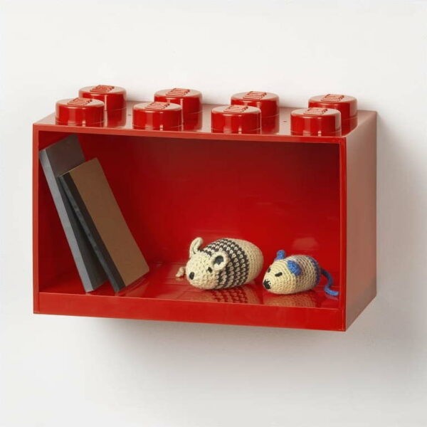 Dětská červená nástěnná police LEGO® Brick