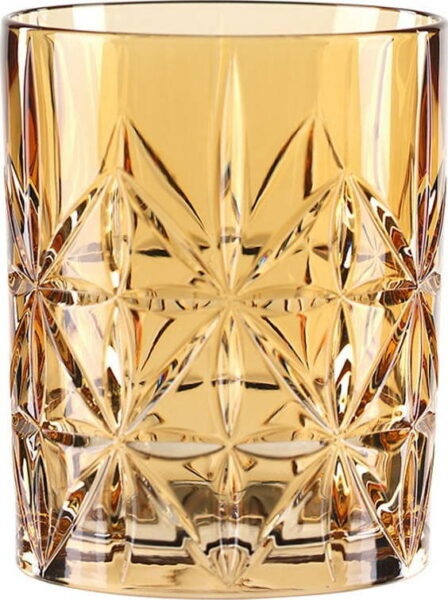 Oranžová sklenice na whisky z křišťálového skla