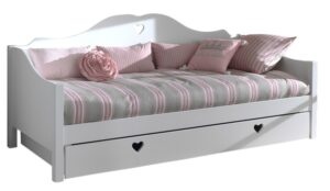 Bílá dřevěná dětská postel/pohovka Vipack Amori 90