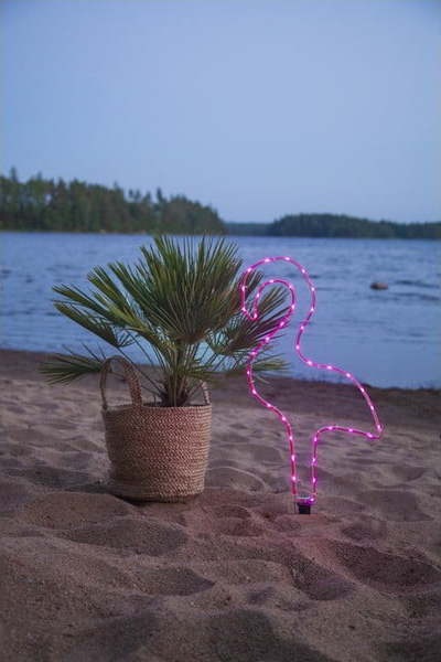 Růžové venkovní LED svítidlo ve tvaru plameňáka