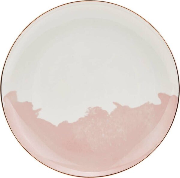Sada 2 růžovo-bílých porcelánových dezertních talířů Westwing