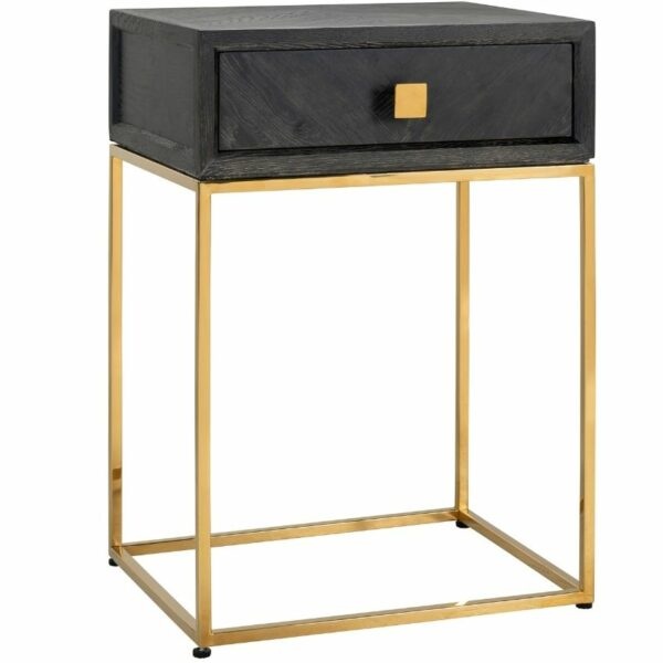Černo zlatý dubový noční stolek