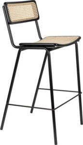 Černé ratanové barové židle v sadě 2 ks