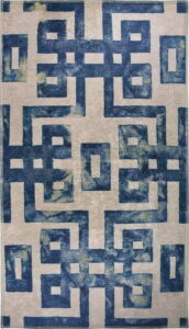 Modrý/béžový koberec běhoun 200x80 cm