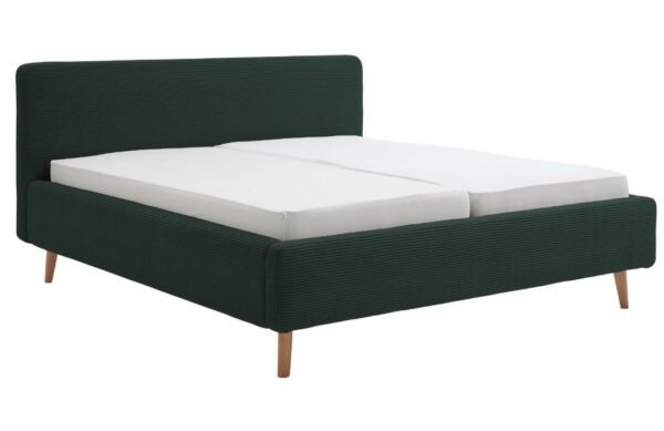 Tmavě zelená manšestrová dvoulůžková postel Meise Möbel Mattis 180