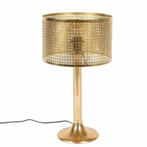 Zlatá kovová stolní lampa