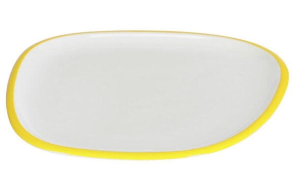 Bílo žlutý porcelánový dezertní talíř Kave Home