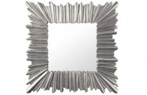 Moebel Living Stříbrné dřevěné závěsné zrcadlo