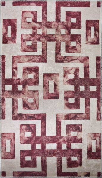 Červený/béžový koberec 80x50 cm -