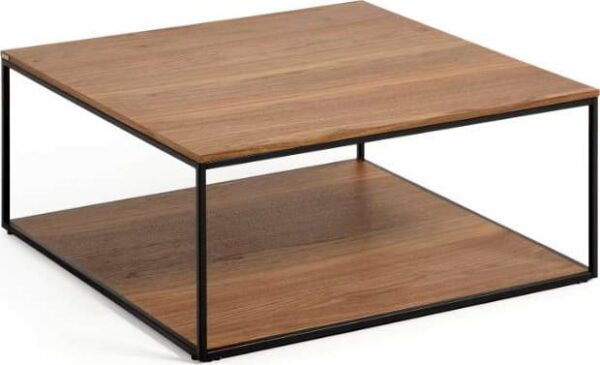 Hnědý konferenční stolek s deskou v dekoru ořechového dřeva