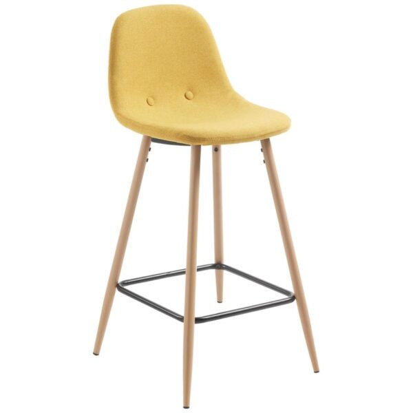 Hořčicově žlutá látková barová židle Kave