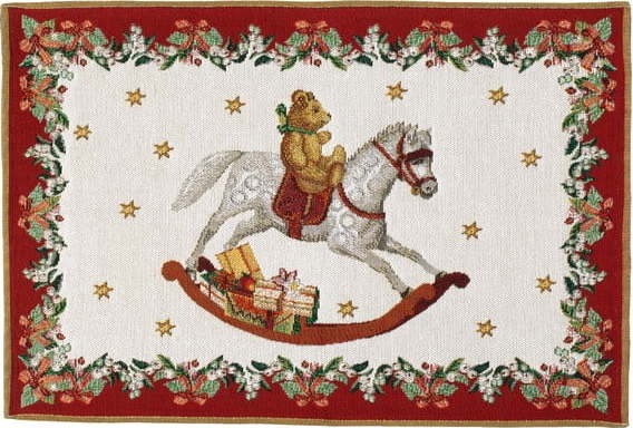 Červeno-bílé bavlněné prostírání s vánočním motivem Villeroy & Boch