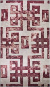 Červený/béžový koberec běhoun 200x80 cm