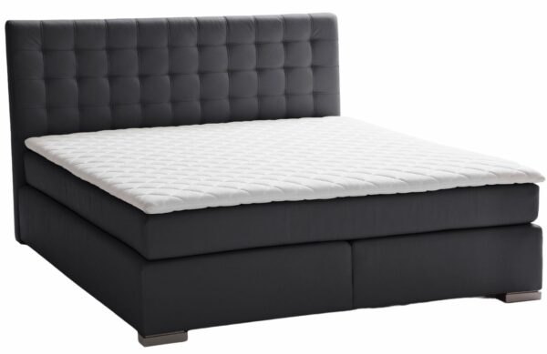 Černá koženková dvoulůžková postel 180 x 200