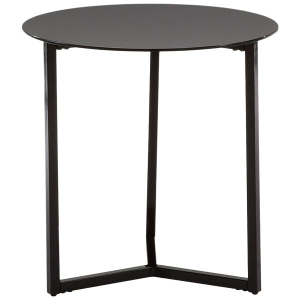 Černý skleněný kulatý odkládací stolek Kave