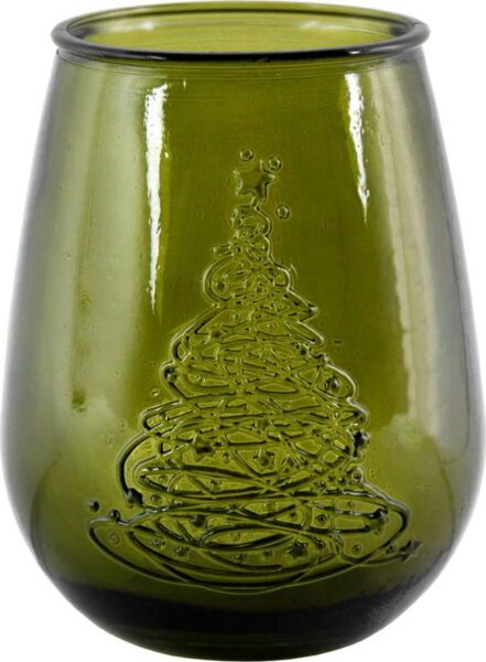 Zelená skleněná váza s vánočním motivem Ego Dekor