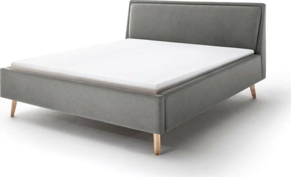 Světle šedá čalouněná dvoulůžková postel 160x200 cm