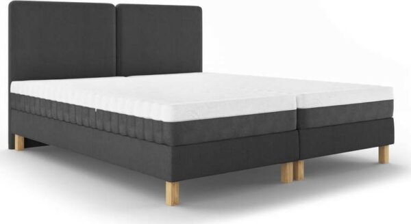 Tmavě šedá čalouněná dvoulůžková postel s roštem 160x200
